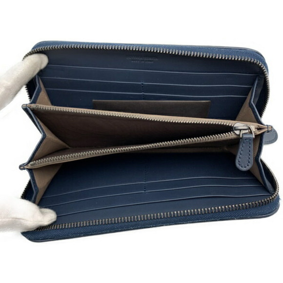 Bottega Veneta Handbags - Bottega Veneta Long Zip Round Wallet Blue Navy Intrecciato